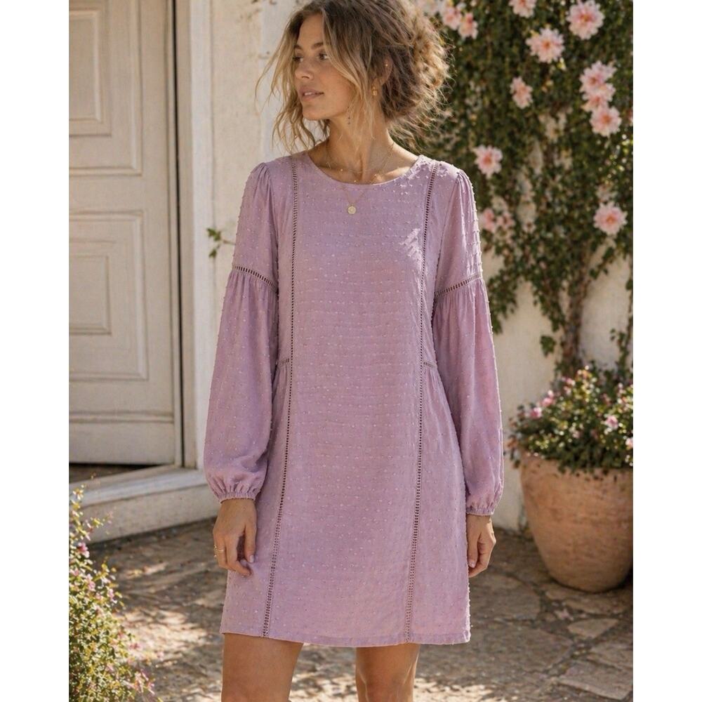 Matilda Jane Pink Swiss Dot Dress Womens Small Boho Cottagecore Anthro Style S